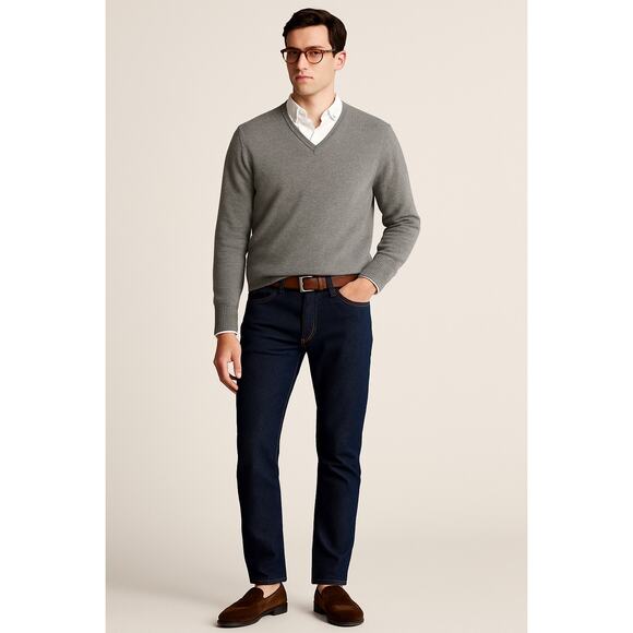 Vintage Men’s Allen Solly Cashmere V-Neck Sweater Grey Gray Medium Scottish - Picture 1 of 8